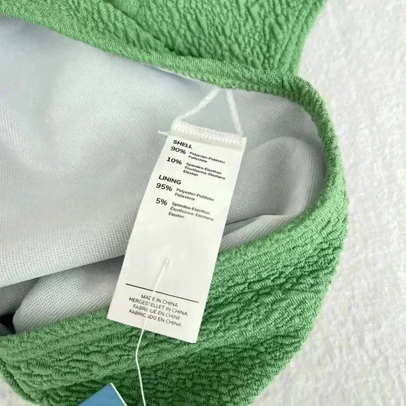 NEW One Piece Swimsuit Size L Green Open Crisscross Back Straps V-Neck Textured - Picture 7 of 7